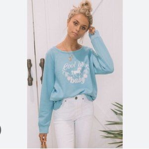 Spell Cool Blue Baby Sloppy Joe Pullover Sweater Cornflower Blue XXS Te